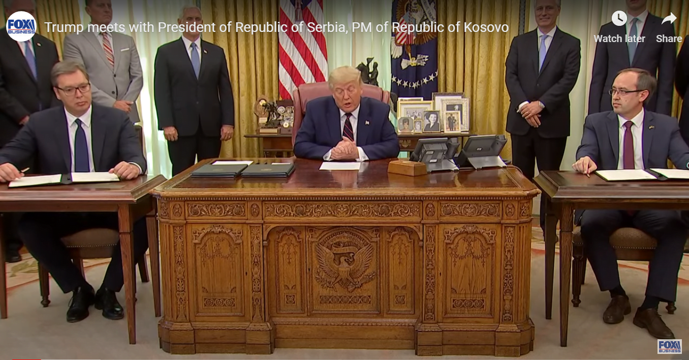 Председник Трамп и Вучић у Белој кући, фото: Фокс ТВ, јутјуб